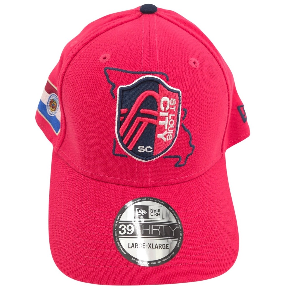 New Era St. Louis City SC Hat Mens Large/XL Pink 39THIRTY Stretch Cap MLS NEW